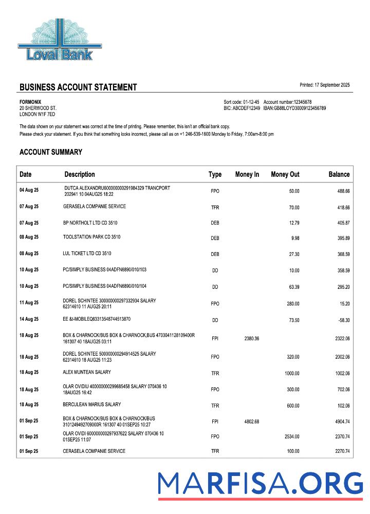 Downloadable Saint Lucia Loyal enterprise statement Word and PDF format download for verification
